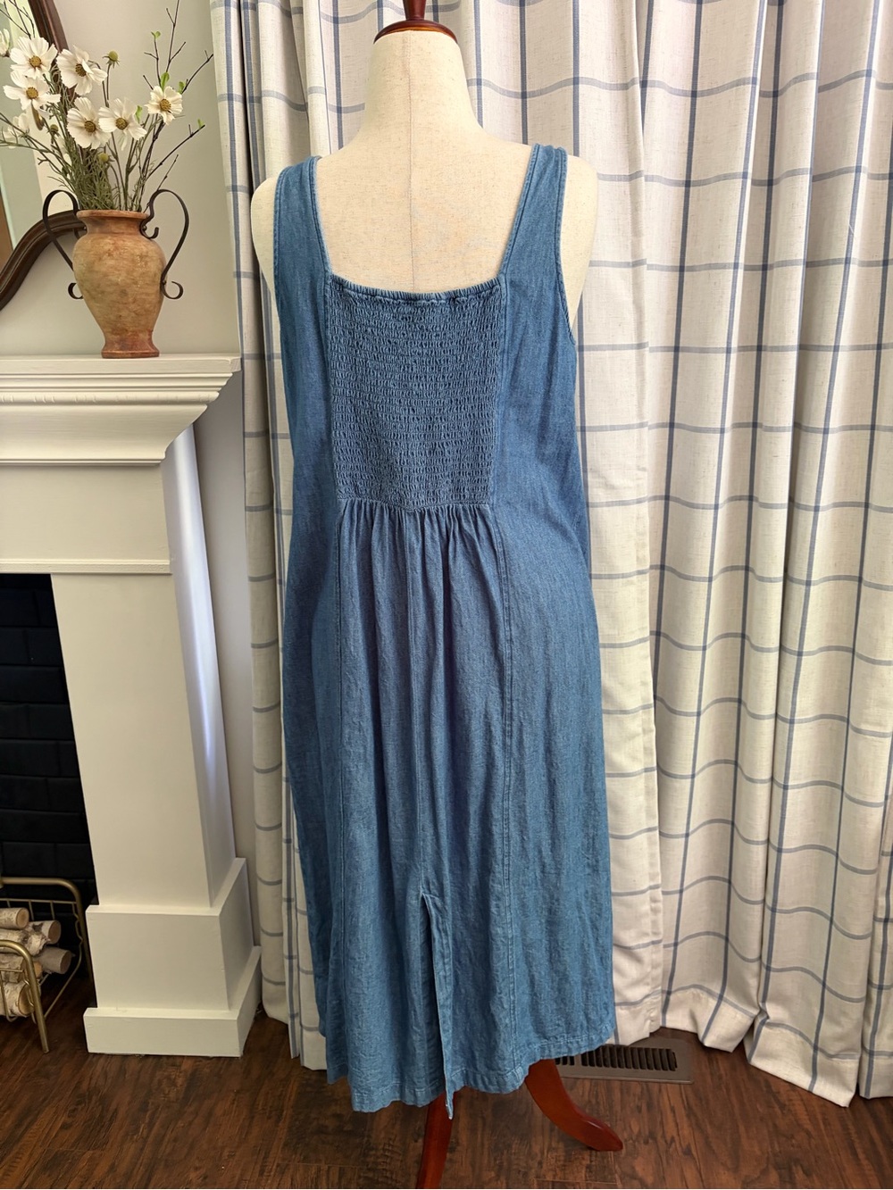 Old Navy Cotton Denim Square Neck Midi Dress - Picture 4 of 13